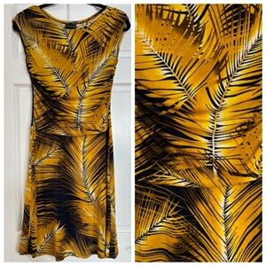 Enfocus Studio Gold Yellow and Blue Ruched Wrap Mini Dress